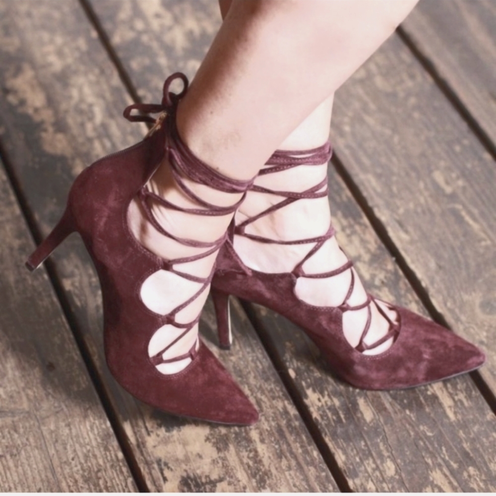 Vince Camuto ‘Barsha’ Lace-Up Pumps Burgundy wine heels Sz. 8.5
